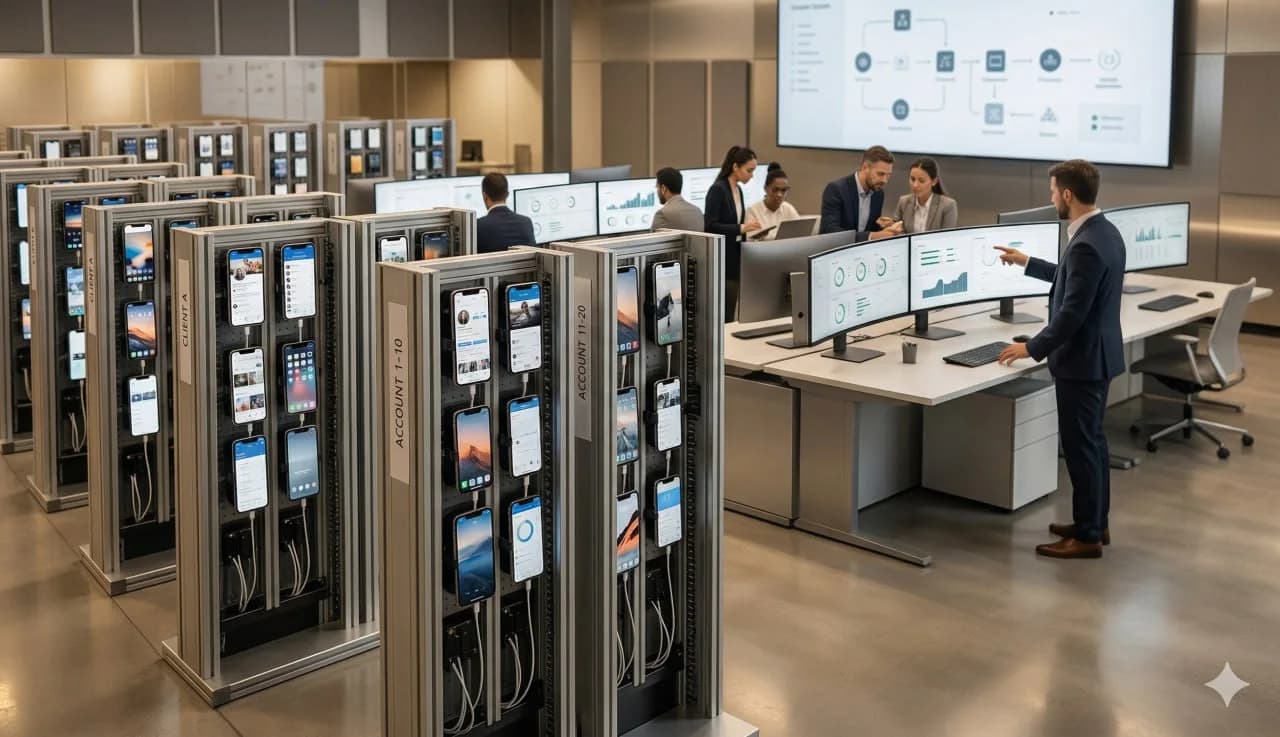 iPhone farm pour les agences : gérer 50+ comptes avec de vrais appareils